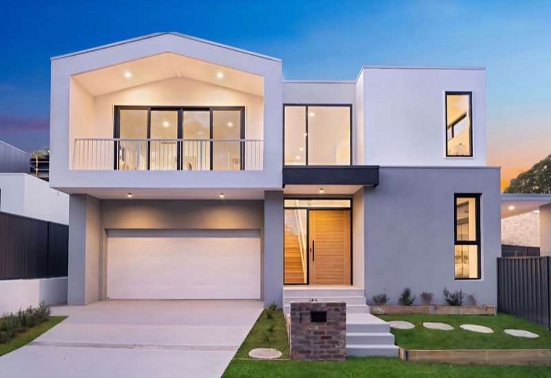 New two-storey home in Miranda at dusk